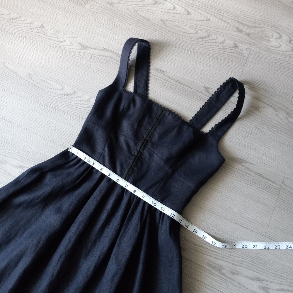 Reformation Tagliatelle Black Linen Midi Dress 6 - Picture 12 of 16